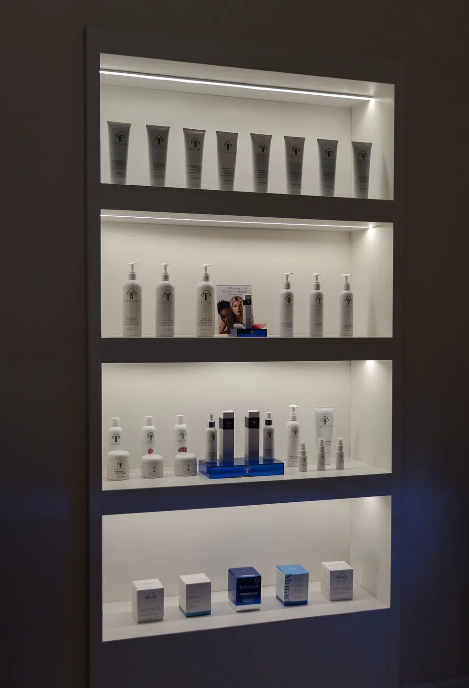 Skincare products on display at The Skin Lounge Bristol