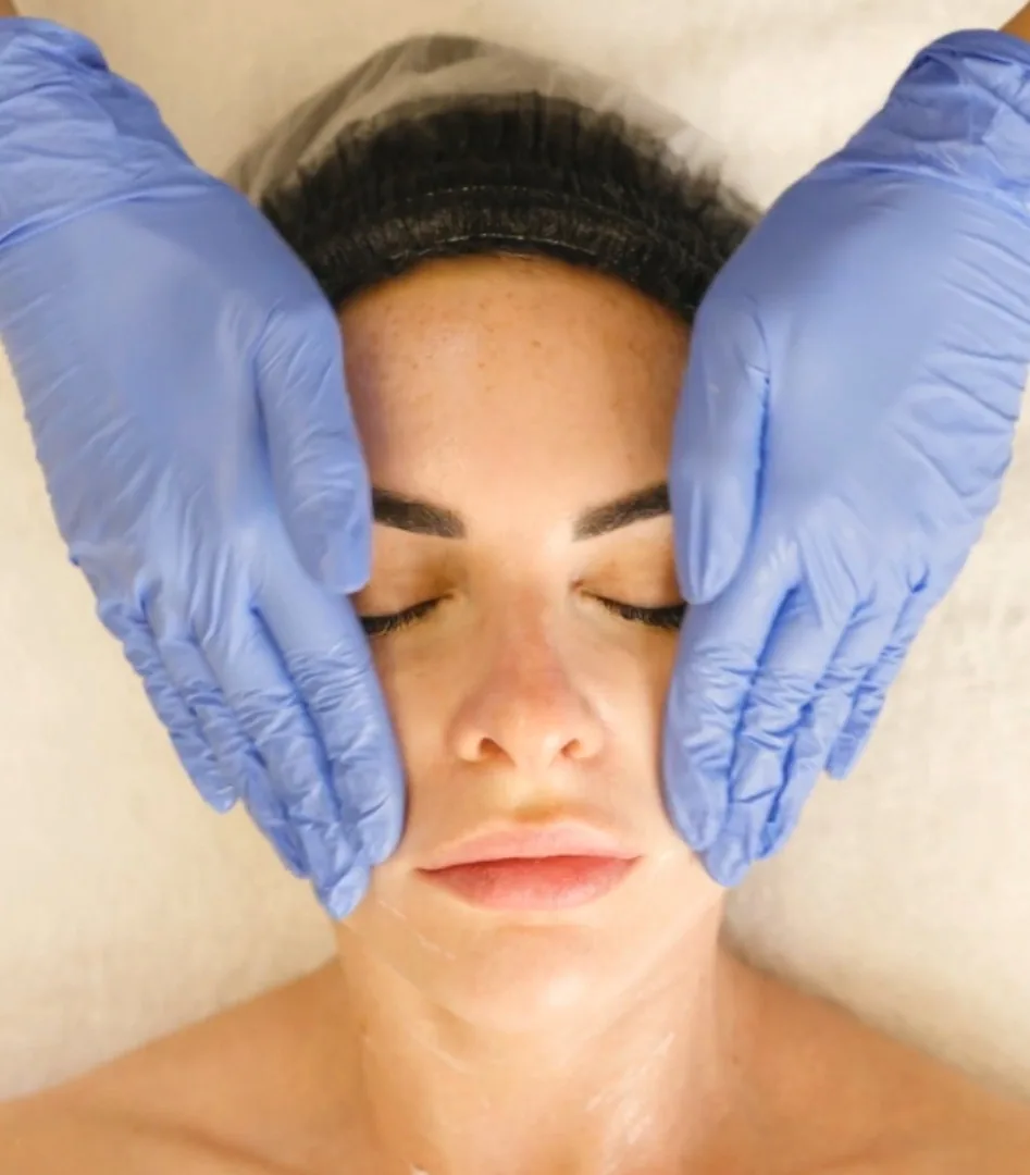 Step one of the Illumifacial: a deep cleanse being applied